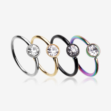 4 Pcs Pack of Assorted Color Plated Press-Fit Gem Bendable Hoop Rings